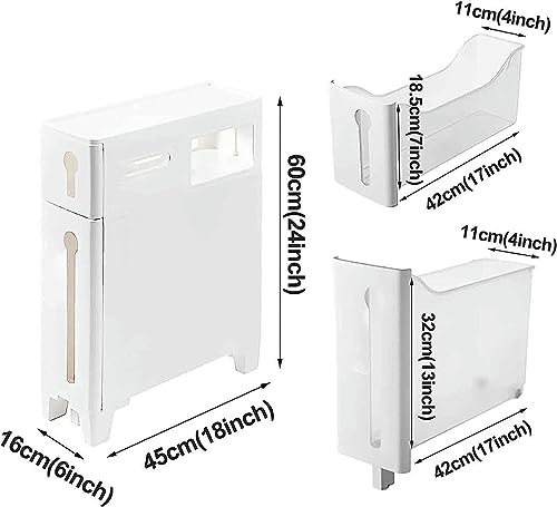 6in Skinny Bathroom Storage Cabinet, Plastic Storage Drawers with Drawer, Multiple Tiers Bathroom Storage Furniture Home Organizer Rack, for Livi