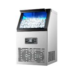 SPLAWN Commercial Ice Maker, Freestanding Stainless Steel Ice Cube Machine, 10 minutes of extremely fast ice production, 11.5kg Storage Capacity,