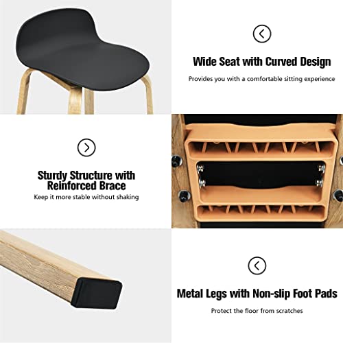 WALNUT Set of 4 Barstools 30inch Pub Chairs w/Low Back&Metal Legs