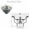 Sink Collection Stainless Steel Kitchen Sink Basket Strainer Plug Waste with Square Overflow 1½" (Medium)
