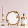 SDFGH Makeup Retro Style European Resin Carved Ornaments Round Antique for Tabletop Bedroom Home Decor