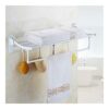 HIGOH Towel Rack Towel Rack Aluminum Bathroom Towel Holder, Foldable Towel Rail Towel Shelf, Wall Mount Bath Towel Rack Holder with Hooks Towel S
