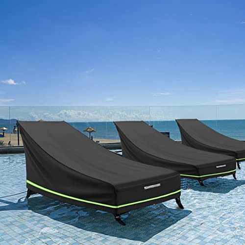 Devenirriche 2Pcs Sun Lounger Covers, Garden Sunbed Cover with Reflective Strip 210D Oxford Fabric Garden Outdoor Furniture Set Coverr (200 X 70