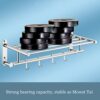 Towel Rack Wall Mounted Bathroom Stainless Steel Double Layer Shelf Flip and Foldable Anti Rust Towel Bar With 4 Hooks for Kitchen Hotel Shower R