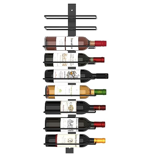 C&AHOME Wall Mounted Wine Rack, 9 Bottle Wall Mounted Wine Rack, Adjustable and Separable Metal Hanging Wine Bottle Holder, Freely Wall Wine Rack