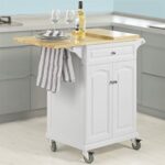 SDFGH Kitchen Trolley with Extendable Worktop Storage Trolley Cart with Dining Bar Table