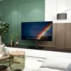Universal Swivel TV Stand/Base Table Top TV Stand 27 to 60 inch TVs 80 Degree Swivel, 4 Level Height Adjustable, Heavy Duty Tempered Glass Base,