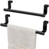 HapiRm Over the Door Towel Rail, Black Kitchen Towel Holder with Protective Pads, Stainless Steel Kitchen Towel Rail No Drilling, Rustproof Tea T