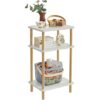 IBUYKE 3-Tier Side Table, Narrow End Table with Storage Shelf, Nightstand Bedside Table for Small Spaces, Bedroom, Living Room, Entryway, Farmhou