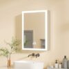LUVODI Bathroom Mirror Cabinet with Lights: 500x700mm Illuminated LED Mirror Medicine Cabinet with Front + Inside Light Defogger, 3 Dimmable Colo