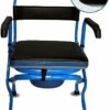 Toilet Stool for Elderly, Toilet, Home Seat, Folding Shower Chair with Padded Arms / Backrest, Non-Slip Leg Pad