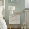 AEPOALUA Nightstand with Charging Station,Small Bedside Table with Two Drawers,End Table with Gold Frame,Night Stand,Bedside Furniture,2 Drawer D