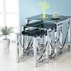 ROYALE COMFORT Eclipse Modern Glass Nest of Tables 3 Clear Black Set Side Lamp End Table (BLACK)