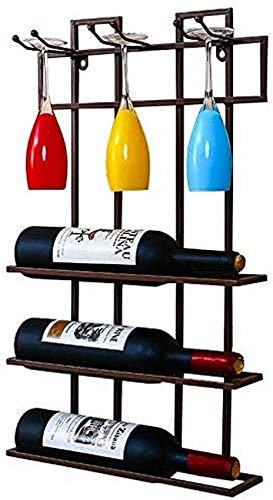 OUSIKA Wine Racks,Wall Mounted Metal Wine Rack Organizer Rustic Wine Shelf Stem Glass Holder & Wine Cork Storage Wine Glass Rack Hanging -Wall Wi