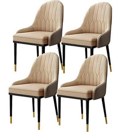 Kitchen Dining Room Furniture Chairs Dining Chairs Set Of 4 Modern Kitchen Living Room Chairs PU Leather High Back Soft Seat Side Chair with Meta