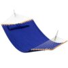 BEJOY King Size 2-Person Quilted Fabric Garden Hammock with Suspenders and Removable Pillows, Large Hammock Indoor Outdoor Patio and Terrace, Dar