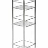Premier Housewares 1600730 Shelving Unit Chrome Garage Storage 3 Tier Bathroom Organiser Non- Slip Shed Shelving Unit,Silver,Height 81 cm x width