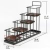 J JACKCUBE DESIGN Syrup Bottle Holder Rack, Rustic Wood and Metal Wire 4 Tier Syrup, Wine, Dressing Bottle Countertop Display Storage Stand for K