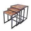 Diahomy Nesting Coffee Table, Set of 3 End Tables, Metal Frame Square Corner End Desk for Living Room Bedroom Office Industrial Style, Rustic Bro