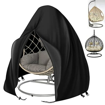 Kovshuiwe Patio Hanging Chair Cover 420D Oxford Fabric Waterproof Veranda Patio Cocoon Egg Chair Cover with Zipper -36 Month Warranty 47x55x81x49