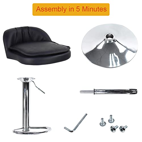 WKWKERK Bar Stools Set Of 2 PU Leather Swivel Height Adjustable Bar Chairs With Low Back For Counter Shop Kitchen Home Barstools With Footrest(Bl