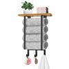 Towel Rack Wall Mounted, Towel Rack with Metal Shelf and 3 Hooks for Small Bathroom, Towel Storage Wall