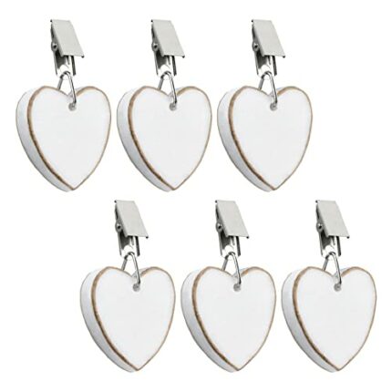 Morobor Tablecloth Weights Clips, 6pcs Heart Shape Stone Table Cloth Weights Metal Clip with Gilt Edge Design for Outdoor Picnic Family Dinner(Gr