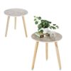 Hanobe Small Round Side Table: Boho Floral End Tables for Living Room Bohemian Accent Bedside Table White Bedroom Nightstand Farmhouse Home Decor