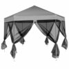vidaXL Hexagonal Pop-Up Marquee with 6 Sidewalls Grey 3.6x3.1m Gazebo Canopy