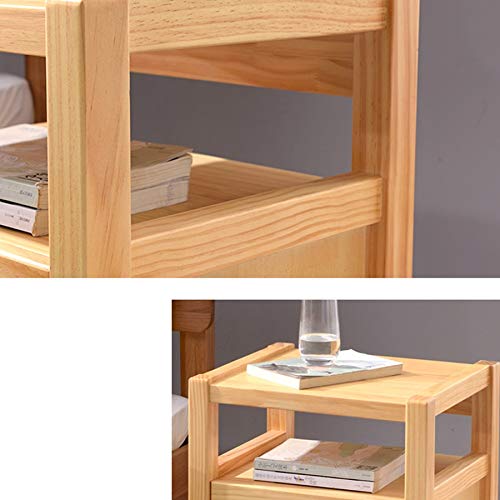 LUKEO Bedside Table Solid Wood Simple Bedroom Bedside Table, Mini Locker Multifunctional Bedside Table