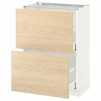 Ikea METOD/MAXIMERA base cabinet with 2 drawers, 60x37 cm, white/Askersund light ash effect