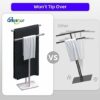 Qflushor Standing Towel Rack with Marble Base 2-Tier, 38" Tall Bath Towel Stand for Bath Sheet, Stainless Steel Free Standing Towel Racks for Bat