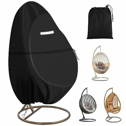 Patio Hanging Egg Chair Cover, Outdoor Single seat Cocoon Swing Egg Chair Cover Waterproof, 210D Heavy Duty Veranda Garden Large Cover for Egg Ch