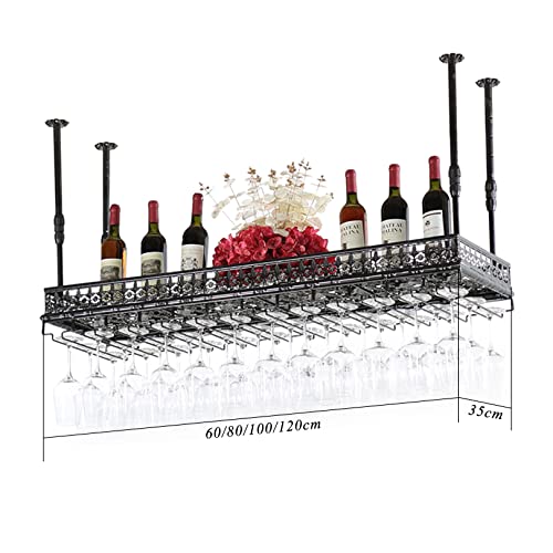 Ceiling Wine Racks | Hanging Wine Glass Holder | Vintage Wine Bottle Holder | Rustic Wall Mounted Stemware Holder| Adjustable Height