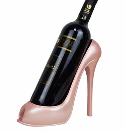 Fantes High Heel Wine Holder Bottle Rack Counter Top Storage Stand for Wedding Party Home Decor (Rose Gold High Heel)