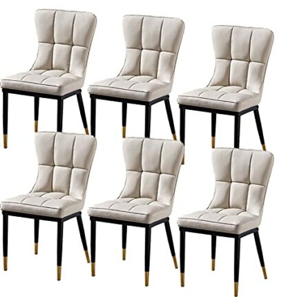 dining chair Kitchen Dining Room Furniture Chairs Dining Chairs Set Of 6 Modern Kitchen Living Room Side Chairs with PU Cushion Seat Back and Met