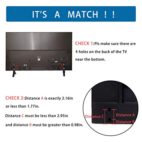 Drsn TV Base Pedestal Feet, TV Stand Mount Legs for Most Televisions with Mounting Hole Distance from 0.787-2.16 inch / 2cm-5cm…