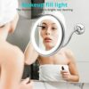 Bozaap Makeup Mirror with Suction Cup,360 Degree Swivel Flexible Gooseneck 10X Magnifying Mirror with LED Light,Vanity Mirror for Bathroom Dressi