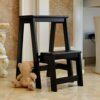 Bath Stools,2 Step Stool Folding Ladder Chair, Portable Stepladder Counter Chair Multi-Purpose Shoe Bench/Flower Rack Non-Slip for Kitchen Bathro