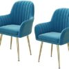 dining chair Office Reception Chairs Business Dining Chairs Set Desk Chair Set of 2, Modern Dining Chair Leisure Chair Armchair Cloth Art Gold Ve