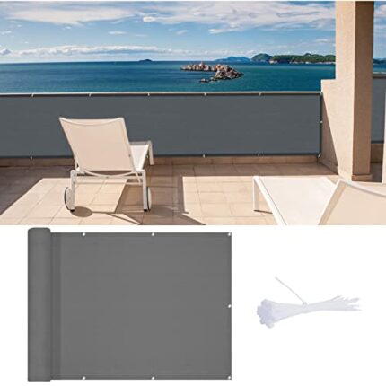 LOVE STORY Balcony Protect Privacy Screens Rectangle(HDPE) 0.9 x 6 m Charcoal for Outdoor Balcony Garden