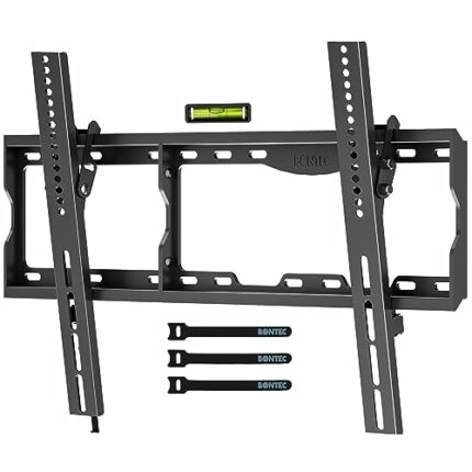 BONTEC TV Wall Bracket for Most 17-86 inch LED LCD OLED Plasma Flat Curved TVs, Tilt bracket 65 inch+ Holds up to 75kg, Max VESA 600 x400mm, Spir