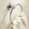 Hallyware Round Towel Ring SUS 304 Stainless Steel Towel Hanger Holder for Bathroom and Kitchen Wall Mounted, Polished Chrome