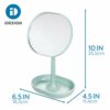 iDesign 28834 Makeup Mirror, Small and Round Dressing Table Mirror Made of Plastic, Adjustable Bathroom Mirror with Tray for Makeup and Jewellery