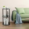 VIEWALL Small Side Table Round Wood Living Room Table 38x38x78 cm, 3 Shelves Modern Bedside Table Coffee Table for Living Room Bedroom Dining Roo