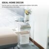 HMYHUM Acrylic Rolling Side Table for Small Spaces, Mobile End Table with Lockable Wheels, Nightstand/Bedside Table for Living Room, Bedroom, 3-T