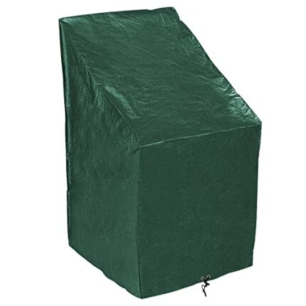 PATIO PLUS Garden Chair Cover – Outdoor Patio Chair Waterproof Cover for Storage – Heavy Duty, All Weather Green Polyethylene Furniture Cover wit