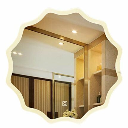 Bathroom mirror Illuminated with LED Light Wall Mounted Frameless Lace Defogging Explosion Proof High Definition Silver Mirror