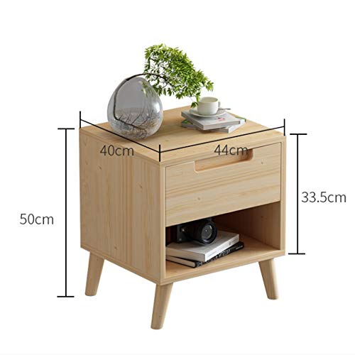 LUKEO Nordic Minimalist Bedside Table, Minimalist Bedroom Solid Wood Storage Cabinet
