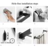 Towel Holder Wall Mounted Double Towel Rail No Drill Towel Shelf Self Adhesive Anti-rust Space Aluminum For Kitchen Toilet,grey,60cm